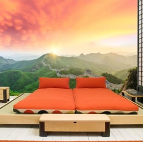 Murales tramonto sulla grande muraglia cinese
