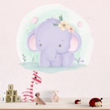 Adesivi in vinile per bambini elefante e farfalle