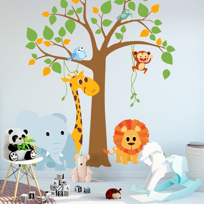 🥇 Vinili e adesivi per bambini albero con animali 🥇