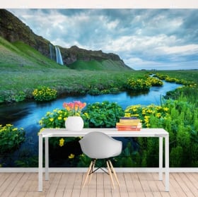Fotomurali cascate di seljalandsfoss islanda