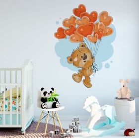 Vinile e adesivi orsi con palloncini a cuori