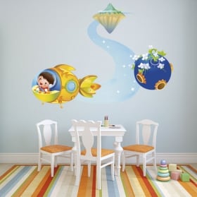 Vinile decorativo bambini e aereo