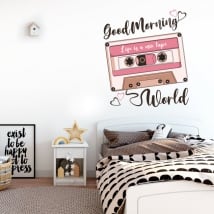 Vinile e adesivi frase inglese buongiorno mondo