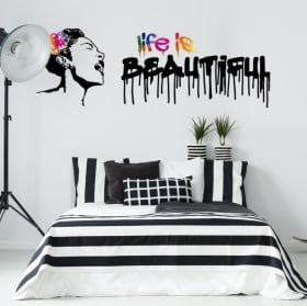 Adesivi in ​​vinile graffiti banksy la vita &egrave; bella