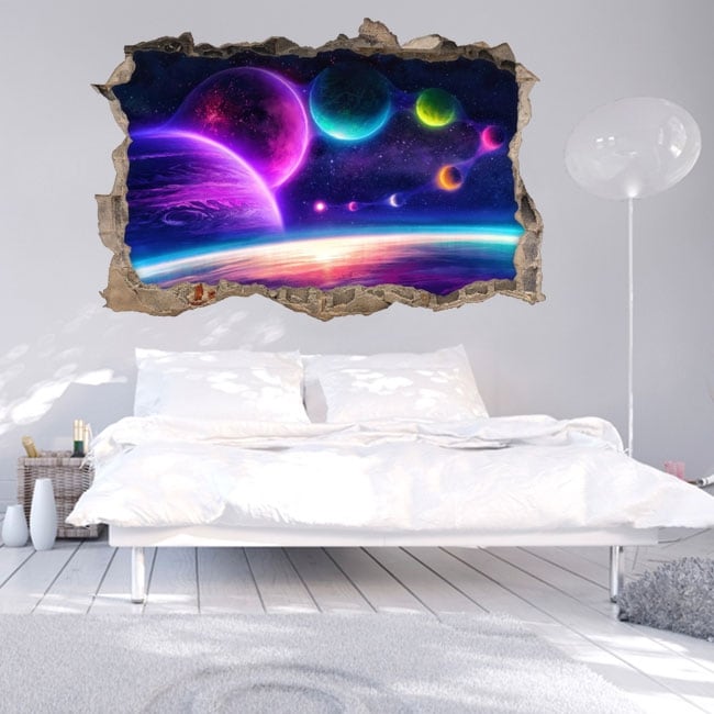 Adesivi murali 3d colori dallo spazio stellare