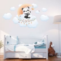 Vinile e adesivi per neonati panda sulla luna