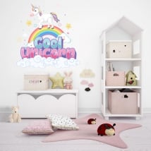 Vinile e adesivi unicorno sull'arcobaleno