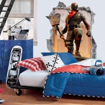 Vinile buco muro 3d videogioco fortnite