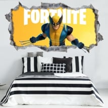 Vinile e adesivi 3d buco muro wolverine fortnite
