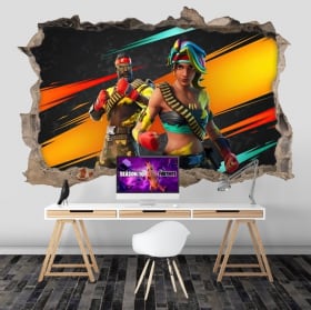 Vinile adesivo 3d buco muro videogioco fortnite