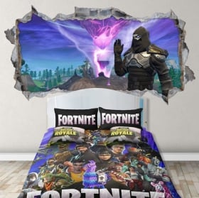 Adesivi in ​​vinile buco parete videogioco fortnite 3d