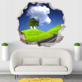 Vinili e adesivi albero e strada 3d