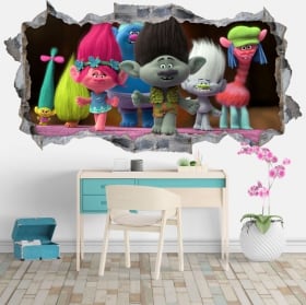 Trolls 3d buco adesivi in ​​vinile