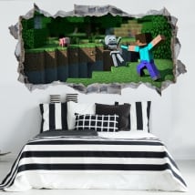 Vinili e adesivi foro 3d video gioco minecraft