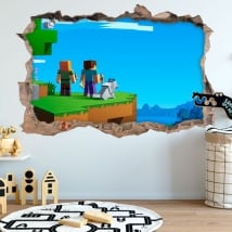 Adesivi foro 3d videogioco di minecraft