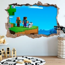 Adesivi foro 3d videogioco di minecraft