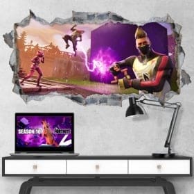 Vinili decorativi buco videogioco fortnite 3d