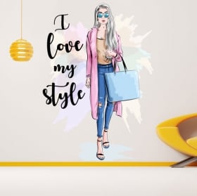 Adesivi in ​​vinile silhouette donna i love my style