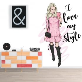 Adesivi in ​​vinile silhouette donna frase i love my style