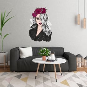 Vinili e adesivi silhouette di donna con fiori