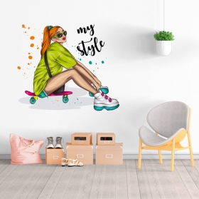 Vinili e adesivi donna skater il mio stile