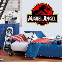 Vinili decorativi jurassic park nome personalizzato