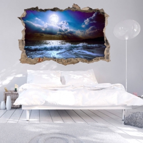 Adesivi murali 3d luna sulla spiaggia