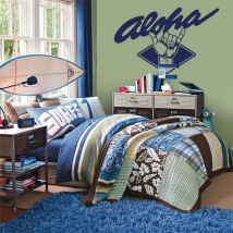 Vinile decorativo e adesivi testo surf aloha