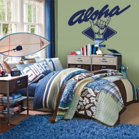 Vinile decorativo e adesivi testo surf aloha