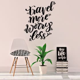 Vinile con frase in inglese travel more worry less