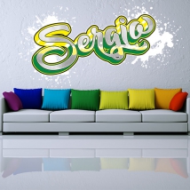Adesivo in vinile nome con effetto graffiti