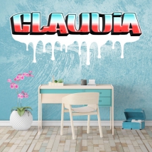 Adesivi con nome personalizzato con effetto graffiti