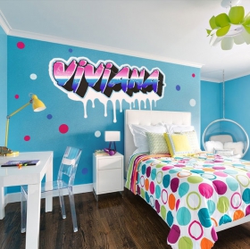 Vinili decorativi graffiti con nomi personalizzati