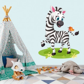 Stickers murali per bambini o neonati zebra e farfalla