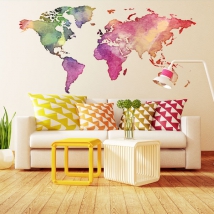 Vinili adesivo e adesivi mappa del mondo colorata