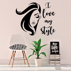 Vinili e adesivi viso di donna amo i love my style