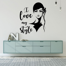 Adesivi in ​​vinile viso di donna i love my style