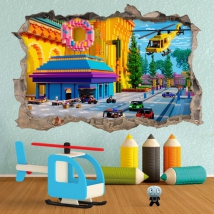 Vinile buco muro 3d videogioco minecraft