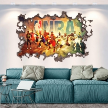 Vinile muro buco 3d basketball nba