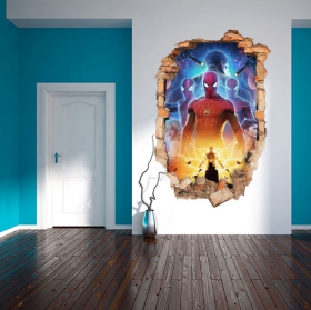 Adesivi 3d effetto muro rotto spider-man no way home