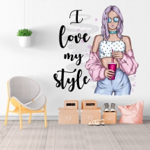 Vinile decorativo e adesivi sagoma di donna i love my style