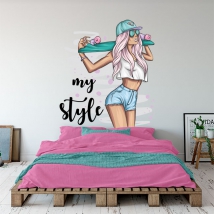 Vinile decorativo e adesivi donna skater