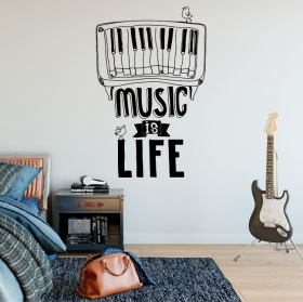 Vinili e adesivi frase inglese music is life