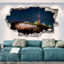 Vinili buco parete 3d segno di hollywood