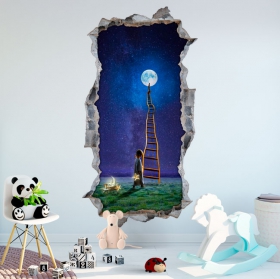 Vinile 3d per bambini scala verso la luna