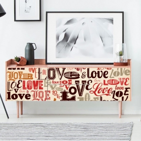 Vinili testo love per decorare mobili o cassetti
