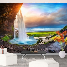 Murales in vinile cascate seljalandsfoss islanda