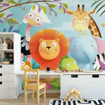 Carta da parati o murale disegni di animali infantili