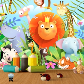 Carta da parati o carta da parati con disegni di animali per bambini