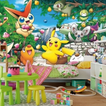 Carta da parati o fotomurale disegni di pokemon pikachu per bambini